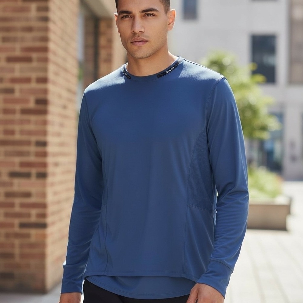 Spyder Active Men Blue Long Sleeve Athletic Performance Shirt XXL Compression